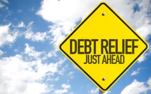 Debt Relief Just Ahead Signage