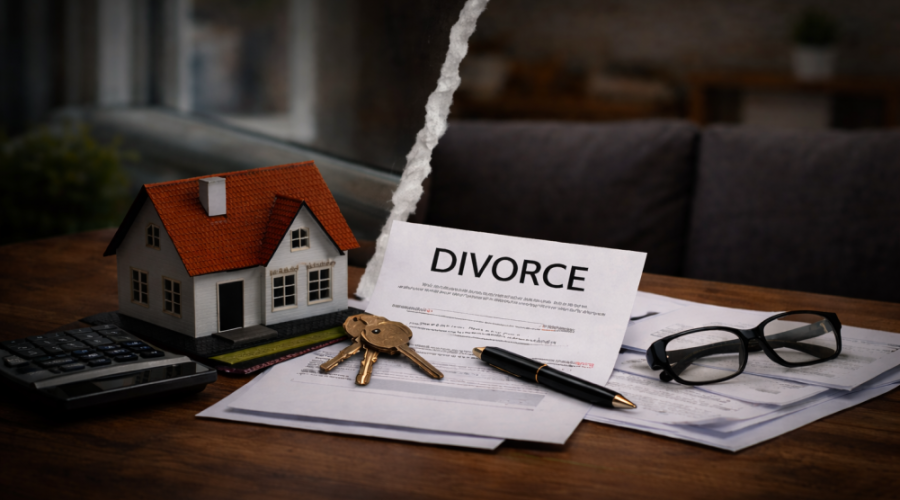 Divorce and mortgage matters on a table Divorce and mortgage matters on a table
